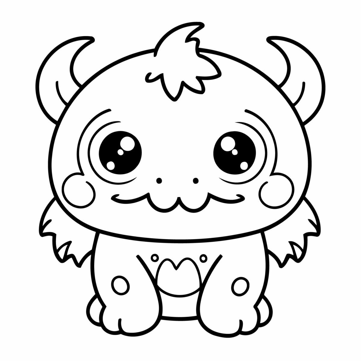 Monstrinho peludo de topete para colorir