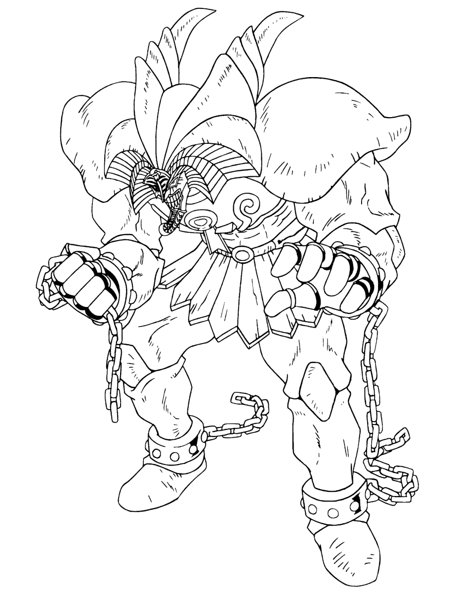 Monstro colossal rompendo as correntes para colorir