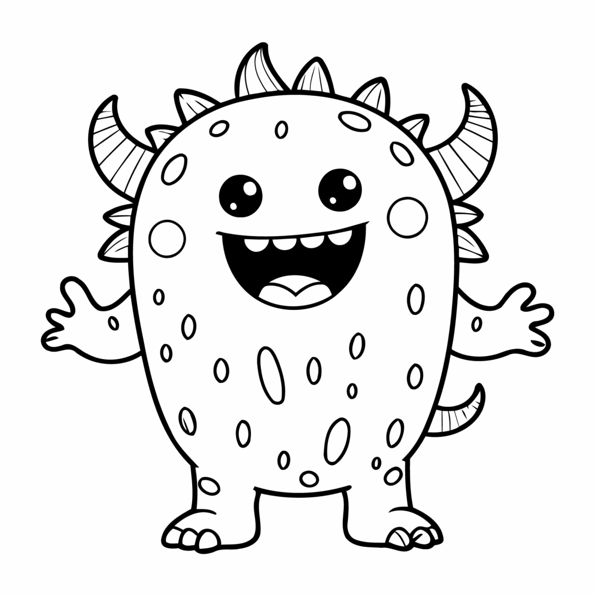 Monstro pintadinho de braços abertos para colorir