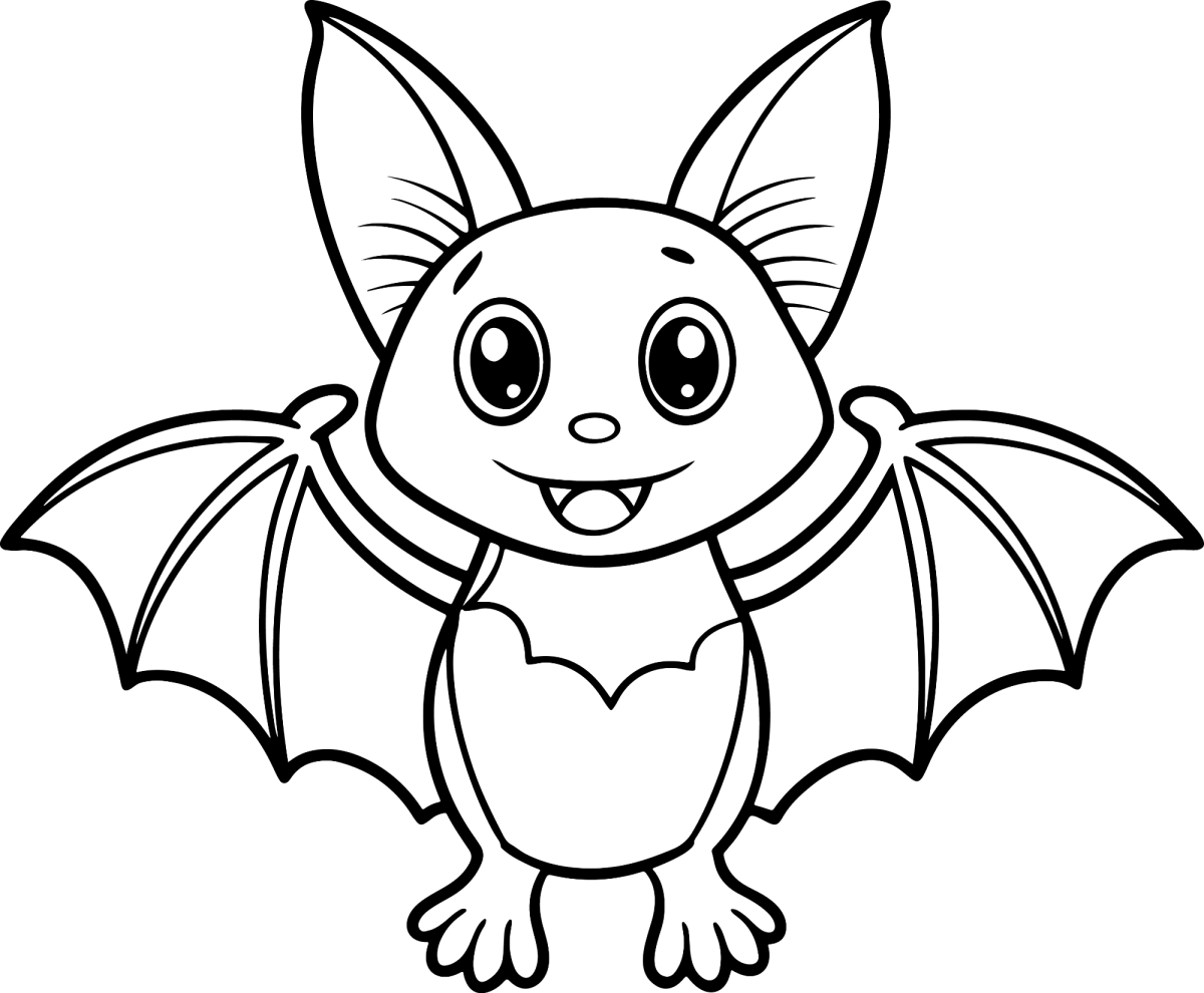Morcego de pé com asas abertas para colorir