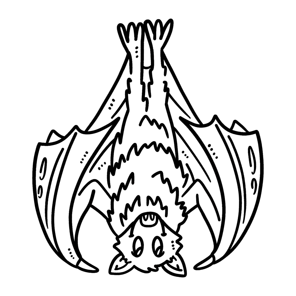 Morcego-vampiro pendurado para colorir