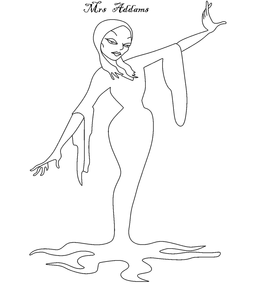 Morticia dançando para colorir