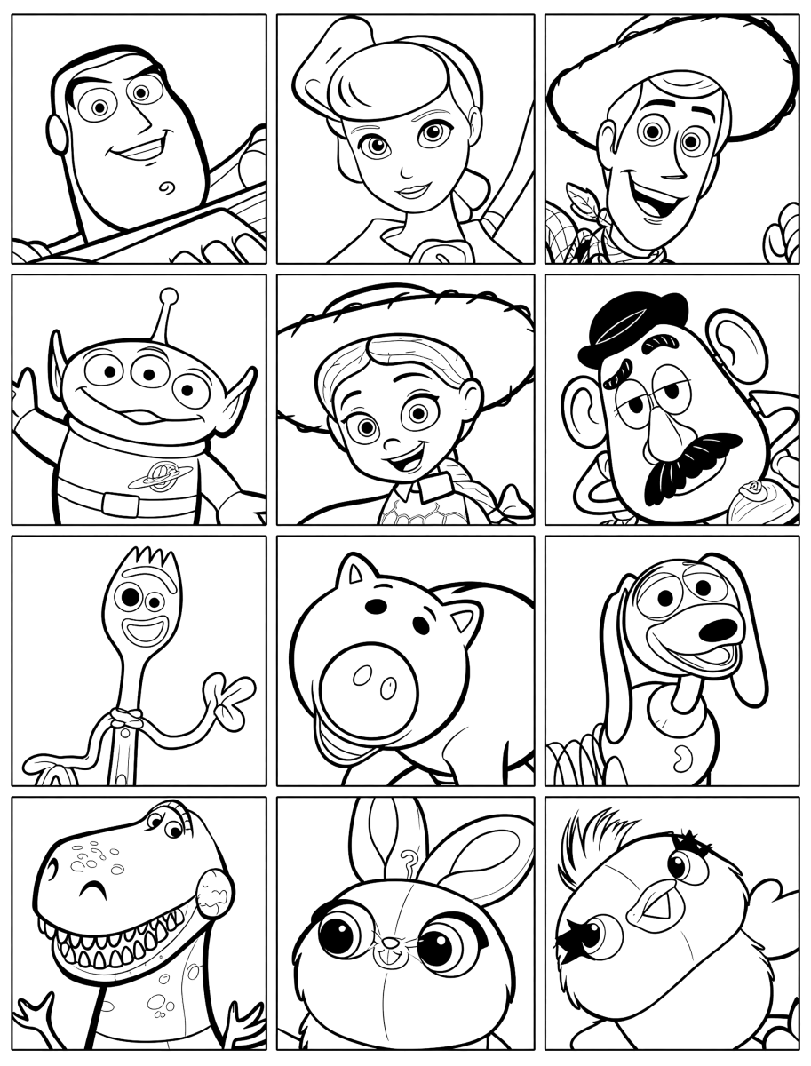 Mosaico com os personagens de Toy Story para colorir