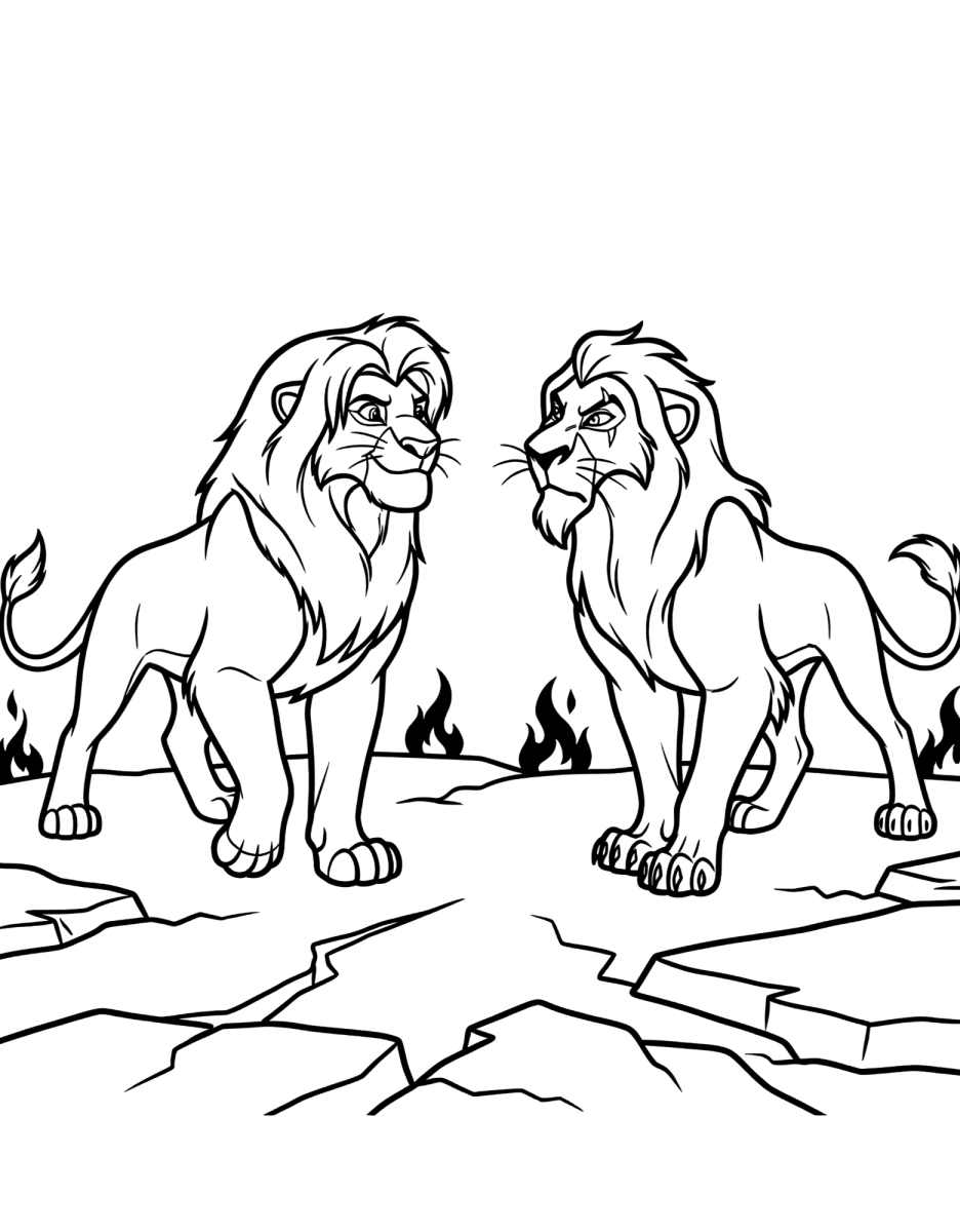 Mufasa e Scar frente a frente para colorir