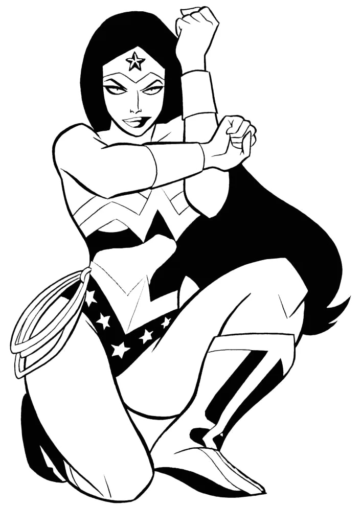 Mulher-Maravilha bloqueando com os braceletes para colorir