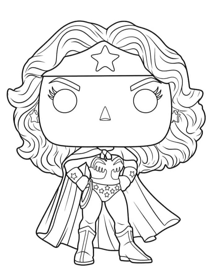 Mulher-Maravilha em versão Funko Pop para colorir