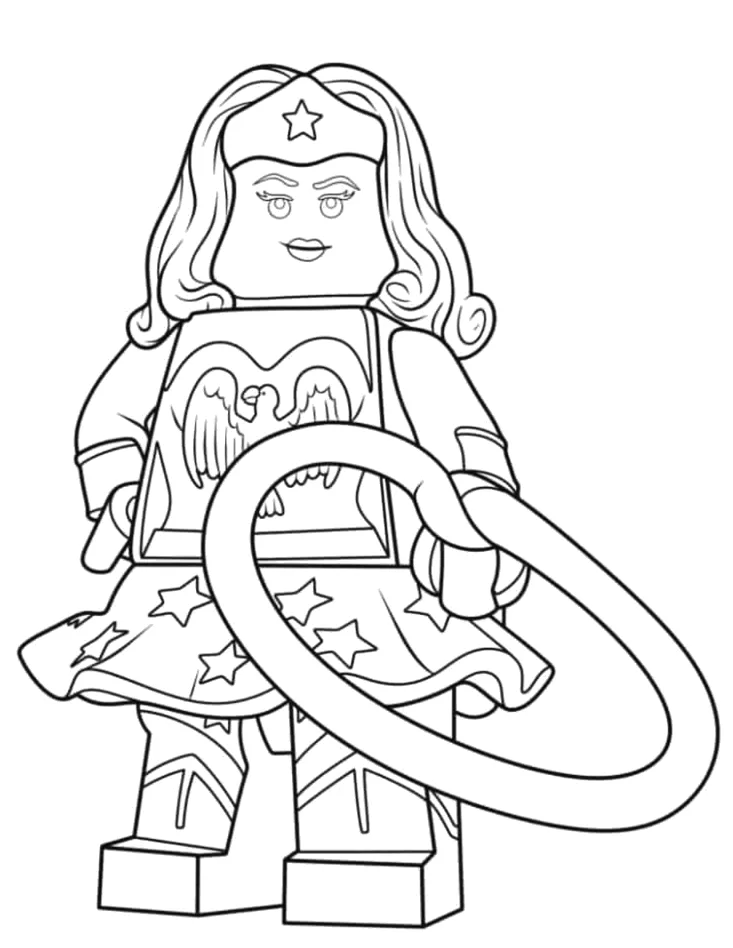 Mulher-Maravilha em versão Lego para colorir