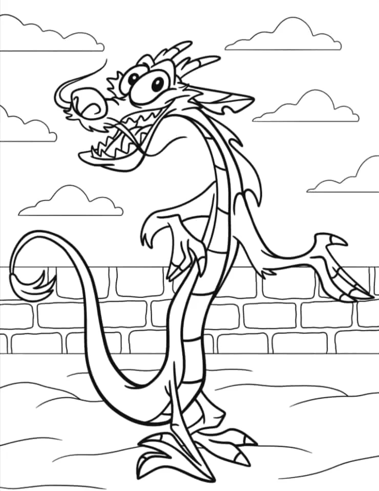 Mushu, o dragão guardião para colorir