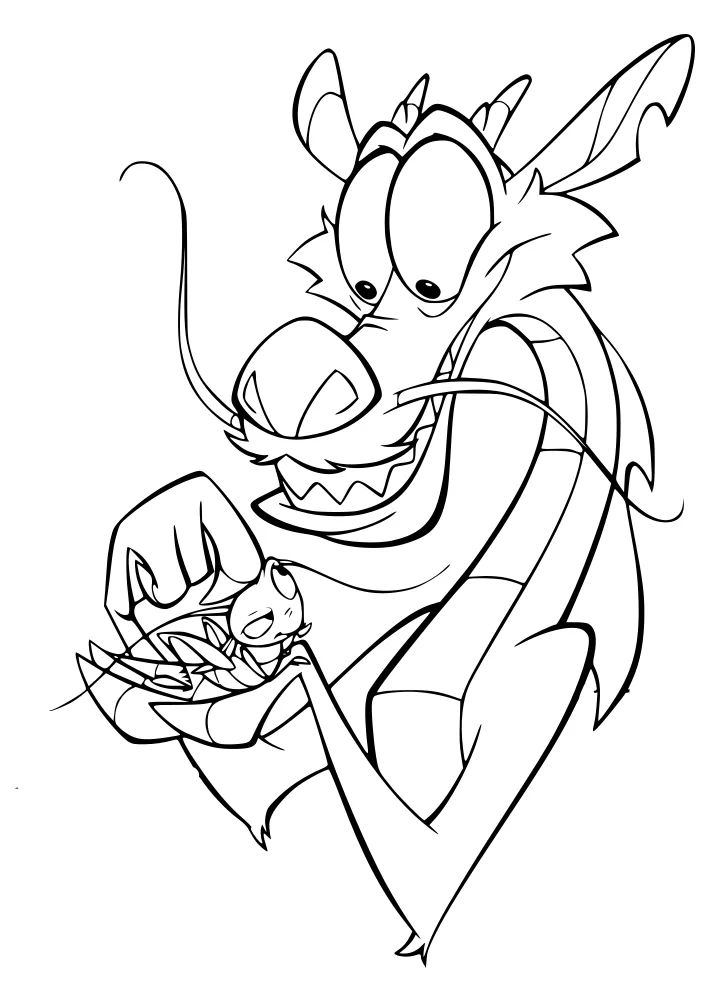 Mushu servindo a tigela de mingau para colorir