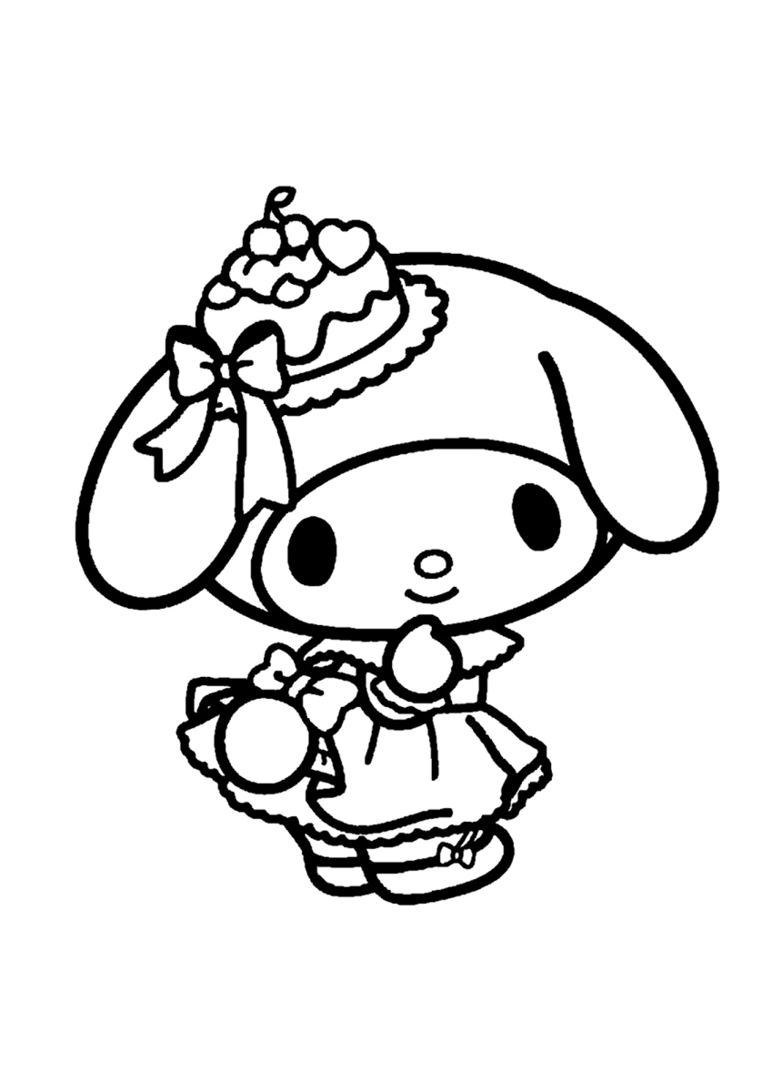 My Melody com flores no capuz para colorir