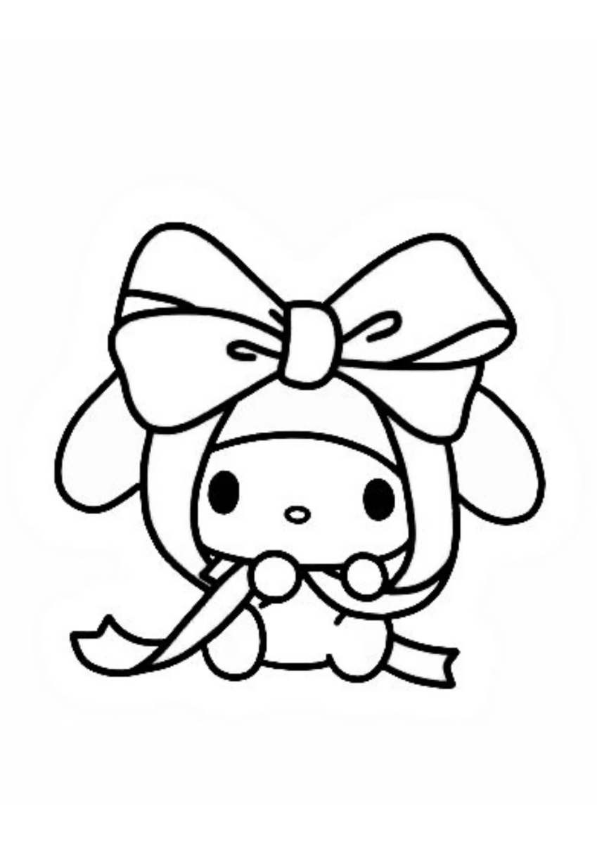 My Melody com laço enorme de fita para colorir