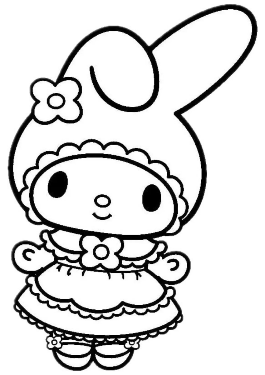 My Melody de avental com babados para colorir