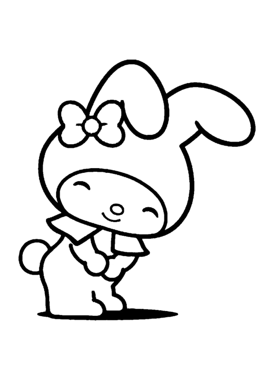 My Melody de pé acenando para colorir