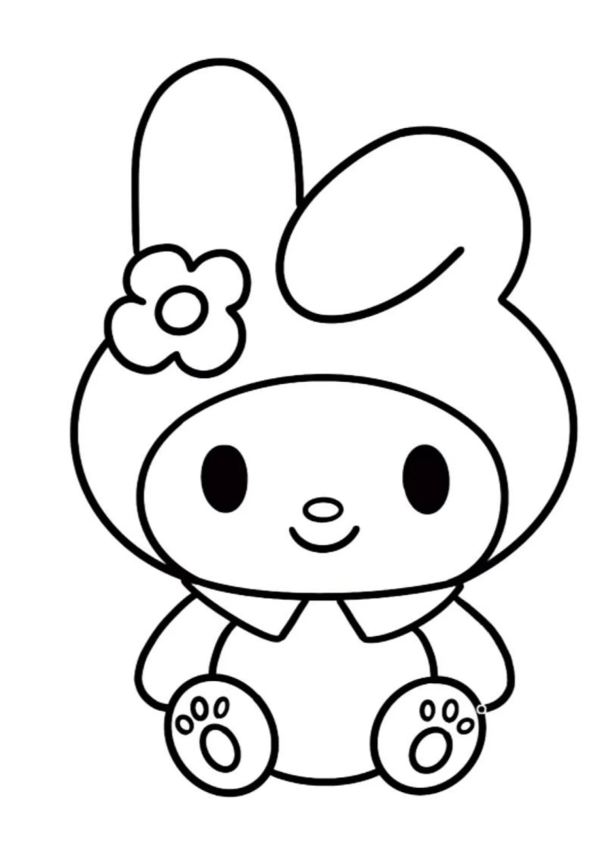 My Melody sentada sorrindo para colorir