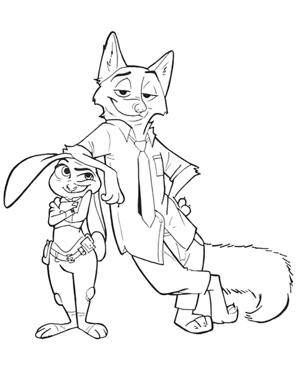 Nick Wilde acenando para colorir