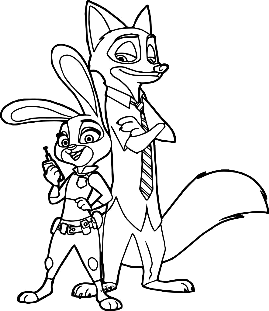 Nick Wilde de camisa havaiana para colorir