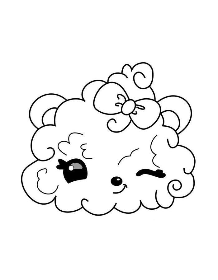 Nuvem Fofa e Kawaii Pronta para Colorir