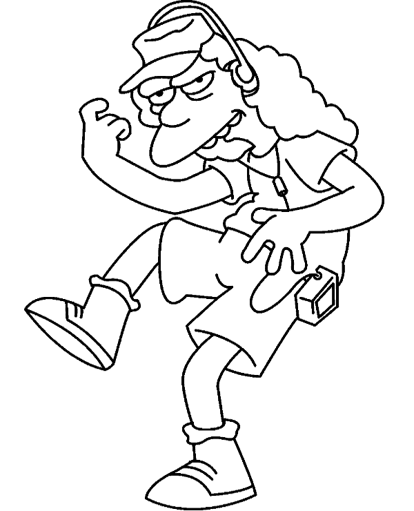 Otto, o motorista do ônibus escolar, dançando para colorir