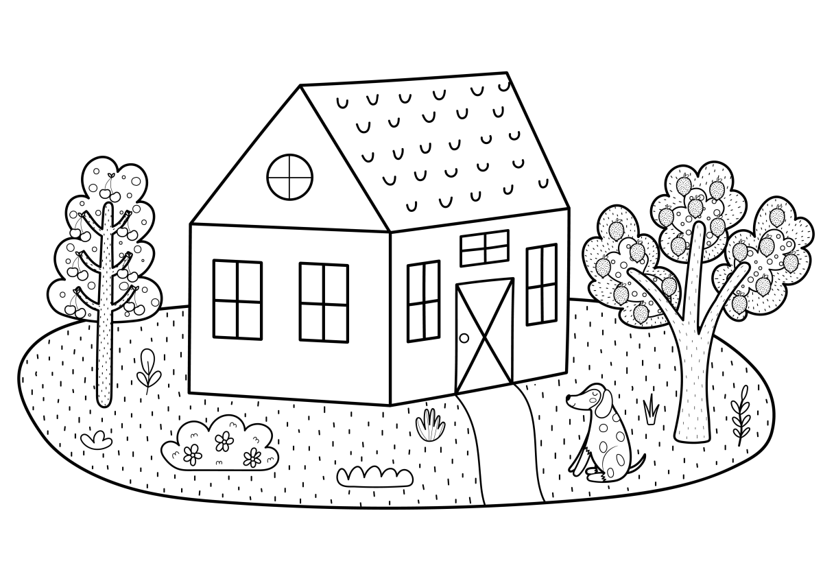 Paisagem de Casa para Colorir