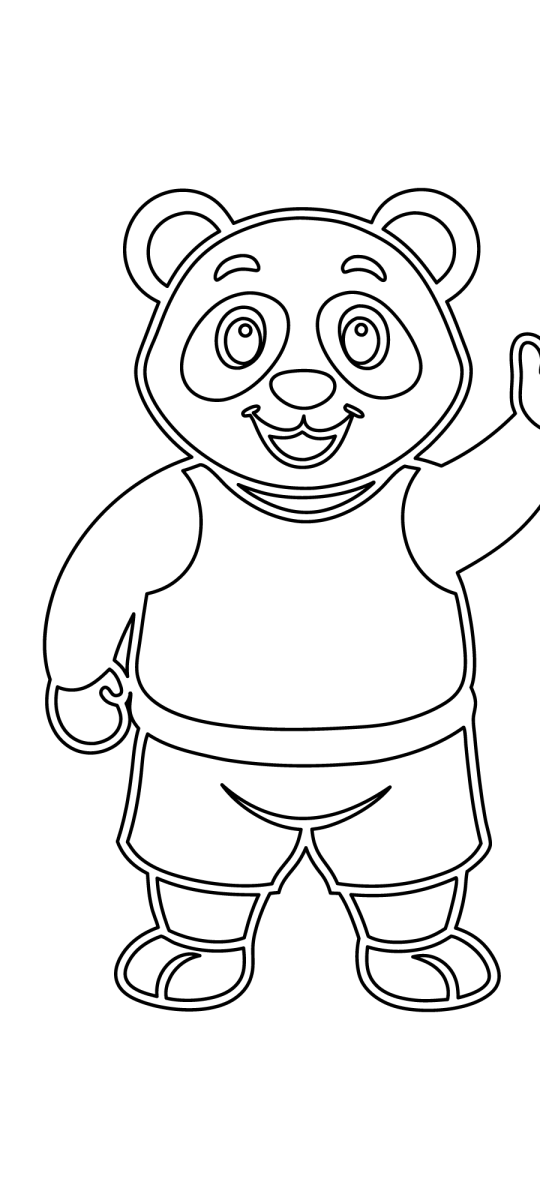 Panda de pé acenando para colorir