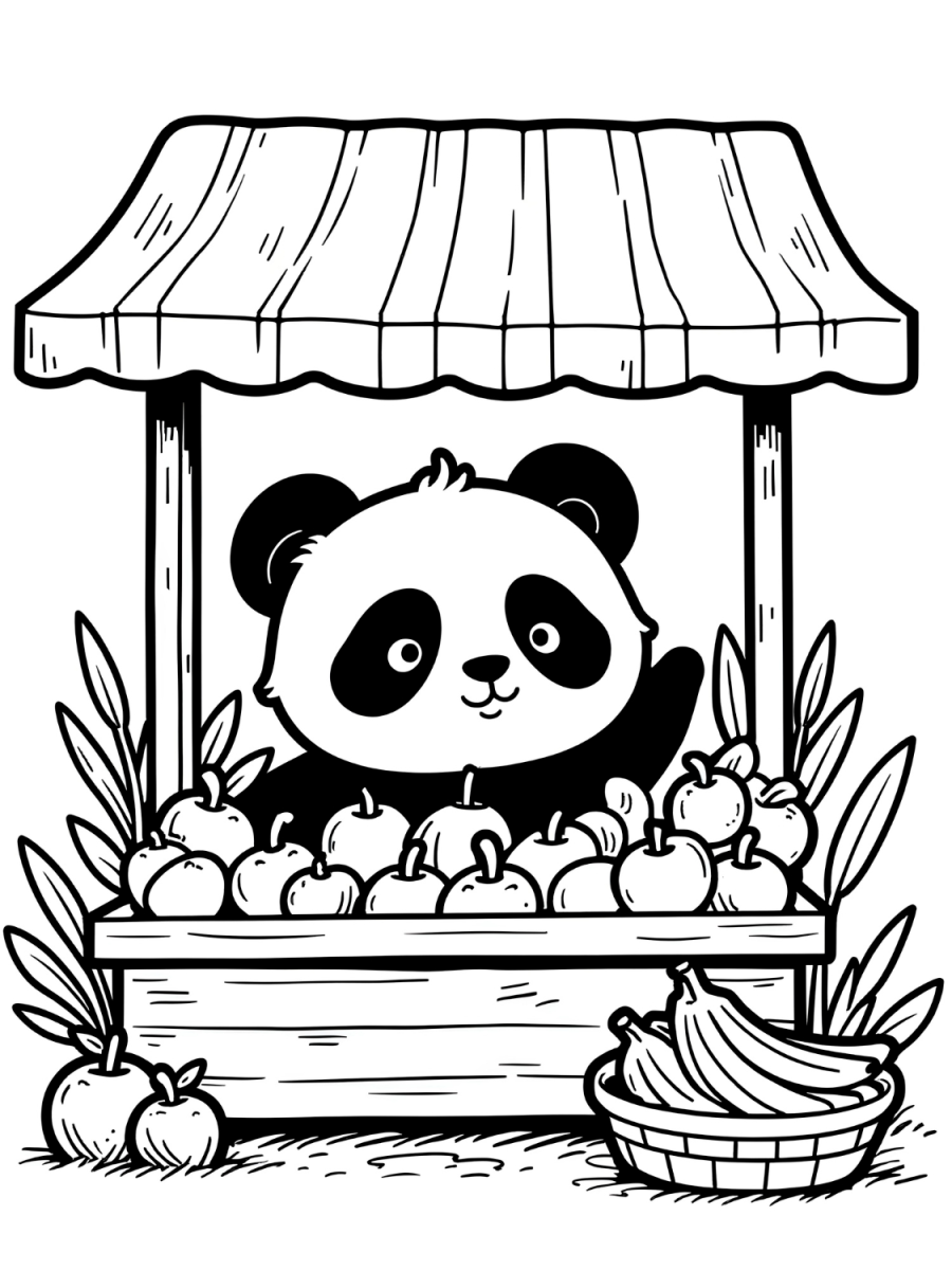 Panda Fofinho na Barraca de Frutas