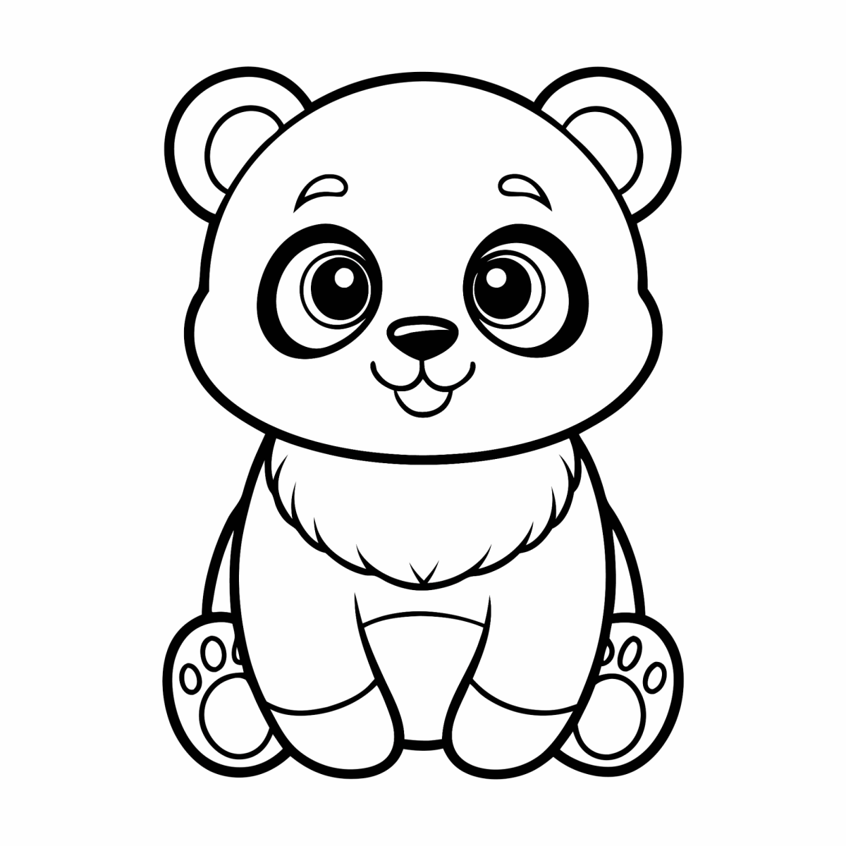 Panda sentado olhando para frente para colorir