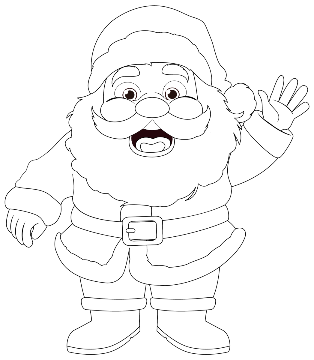 Papai Noel acenando feliz para colorir