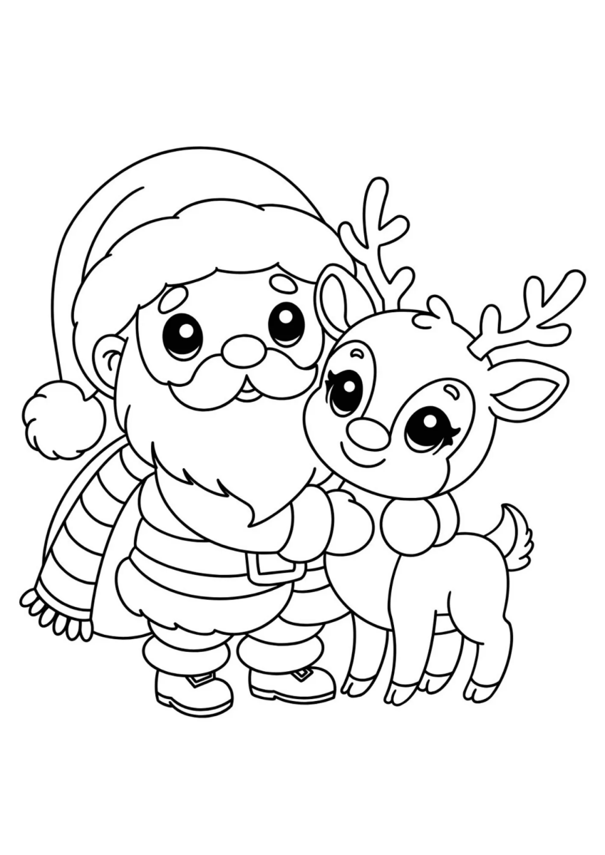 Papai Noel e a renazinha fofa para colorir