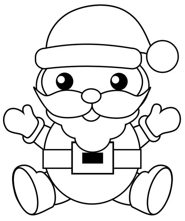 Papai Noel kawaii sentadinho para colorir