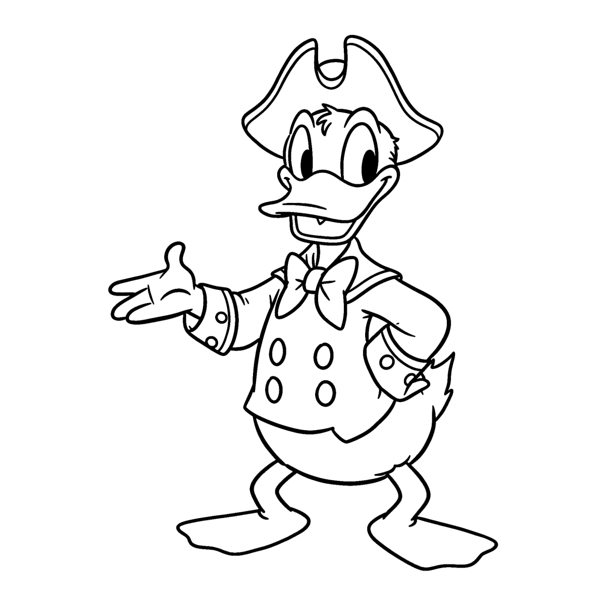 Pato Donald acenando para colorir