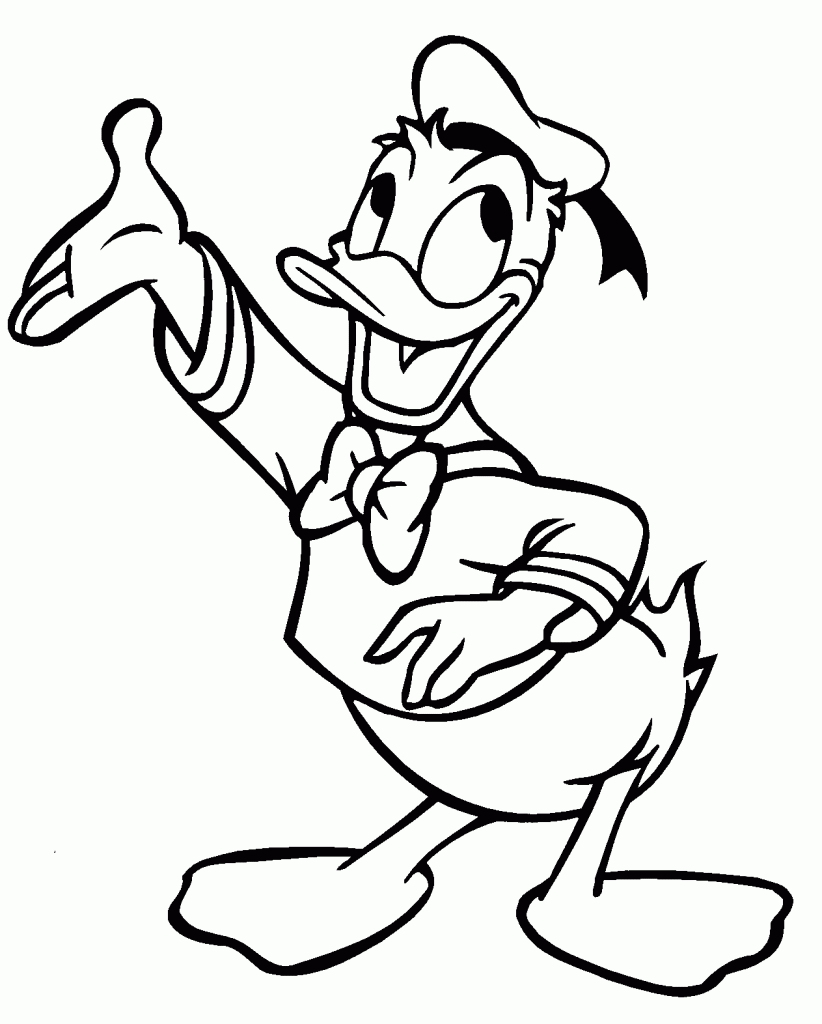 Pato Donald apontando e sorrindo para colorir