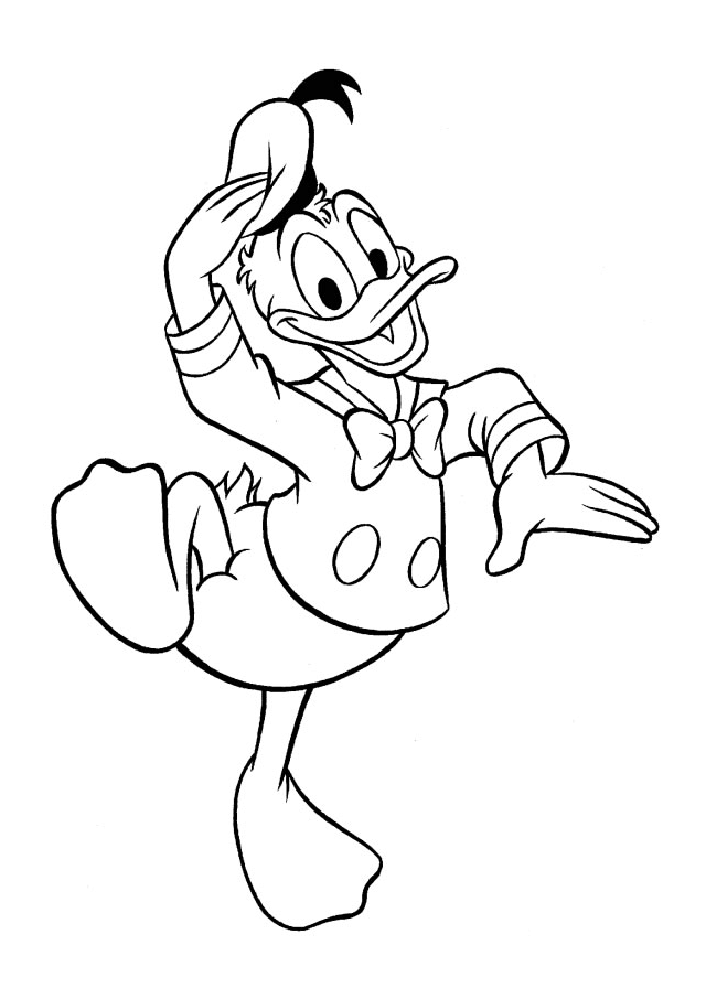 Pato Donald dançando para colorir