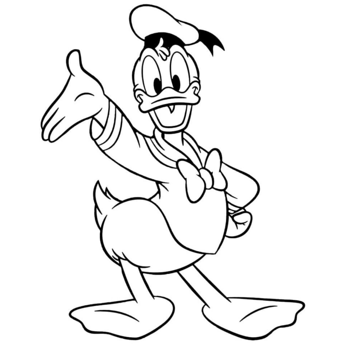 Pato Donald de braços abertos para colorir