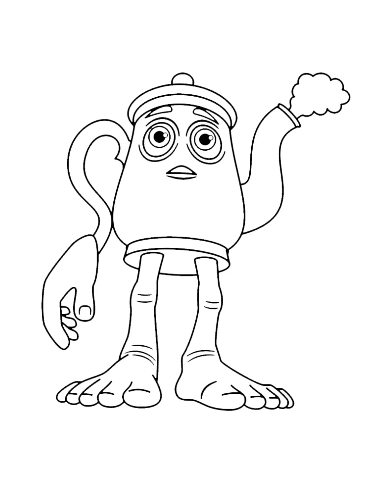 Personagem copo acenando para colorir