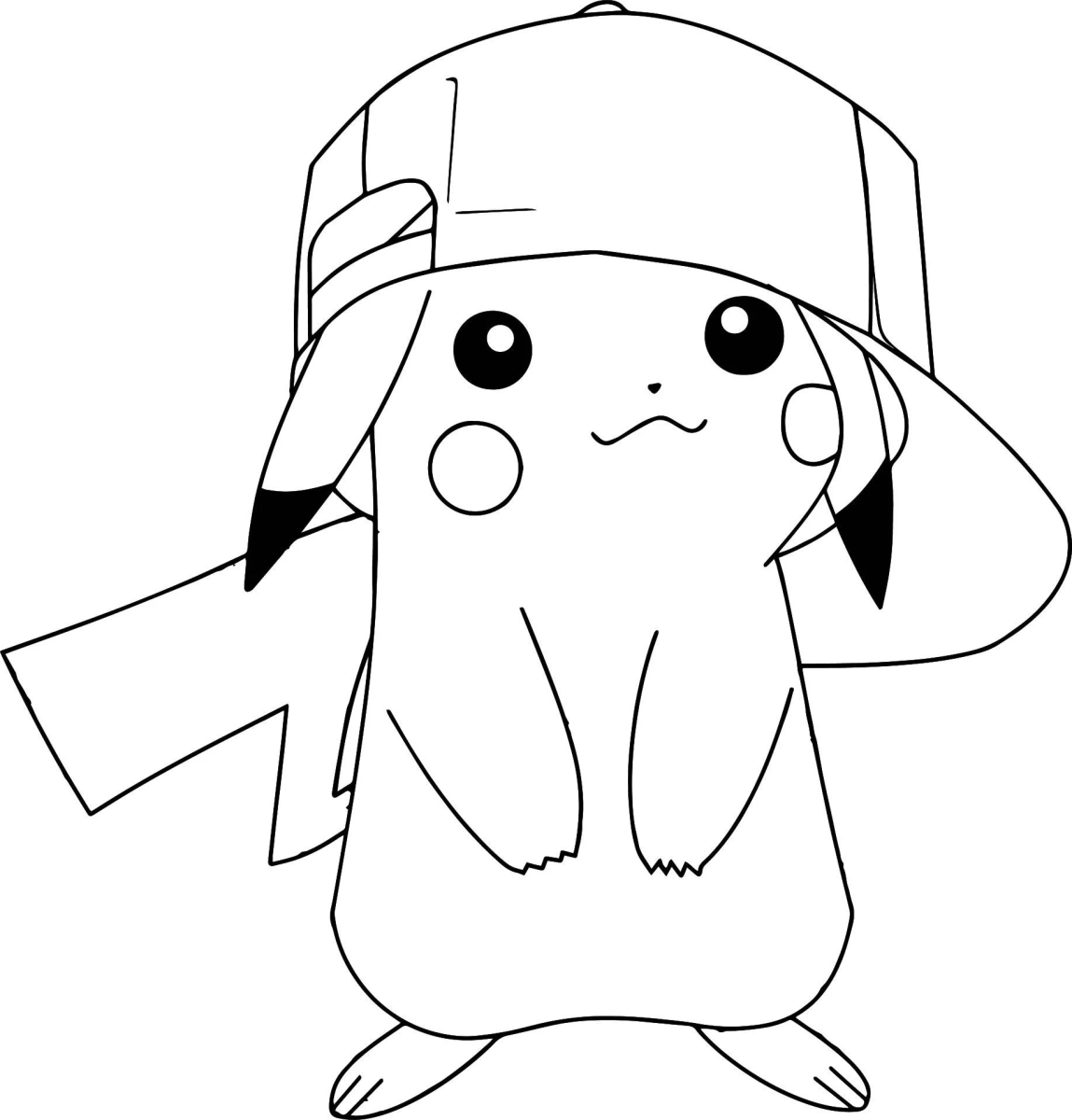 Pikachu com o boné do Ash para colorir