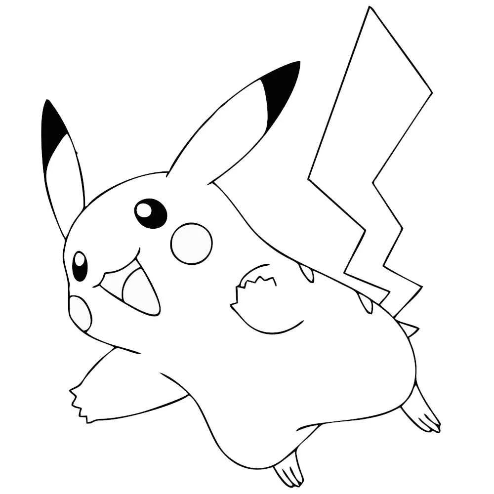 Pikachu correndo a toda velocidade para colorir