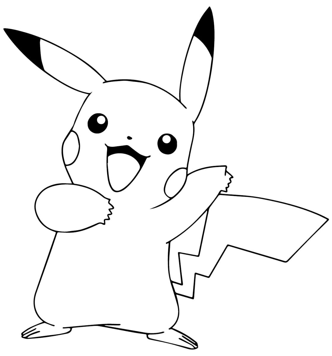 Pikachu correndo feliz para colorir