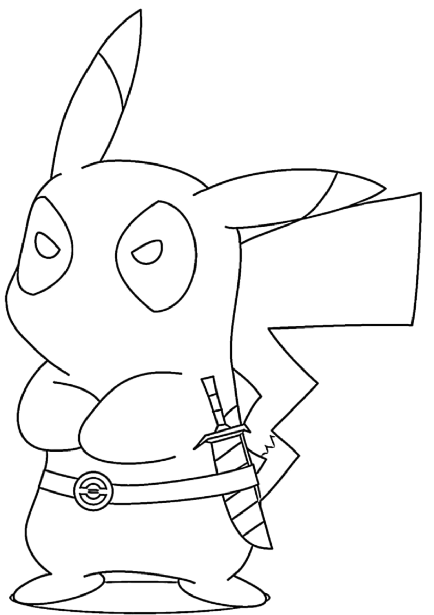 Pikachu fantasiado de super-herói para colorir