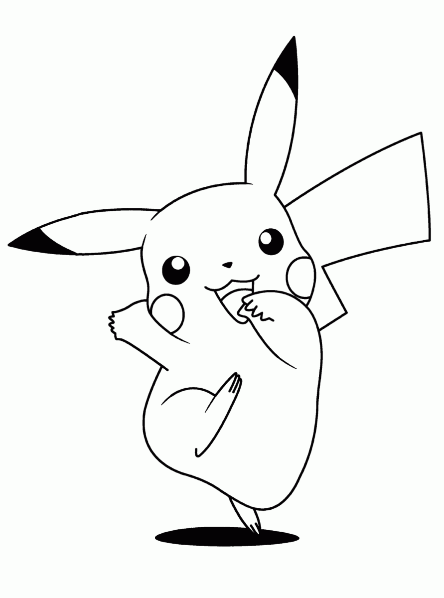 Pikachu fazendo pose para colorir