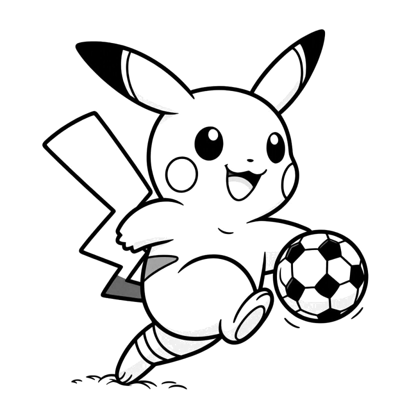Pikachu jogando futebol para colorir