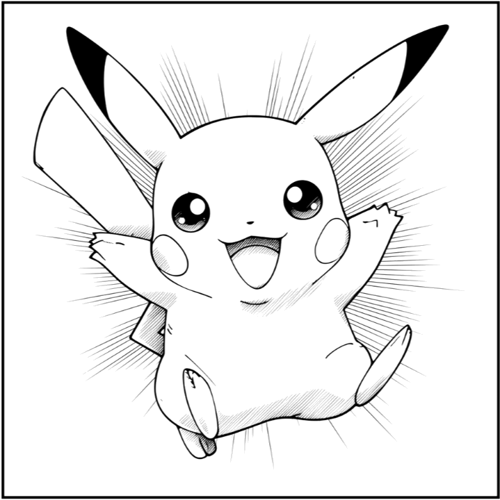 Pikachu pulando de alegria para colorir