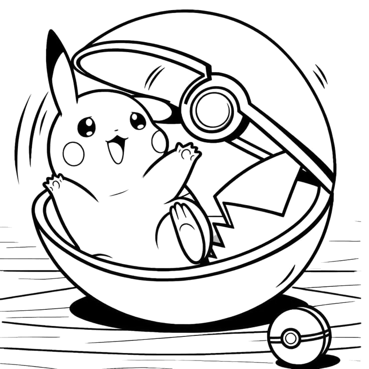 Pikachu saindo da Pokébola para colorir