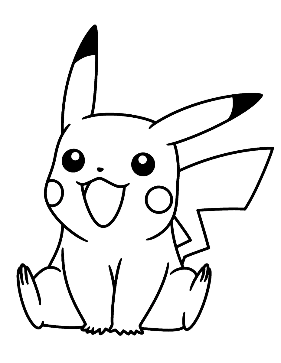 Pikachu sorrindo para colorir