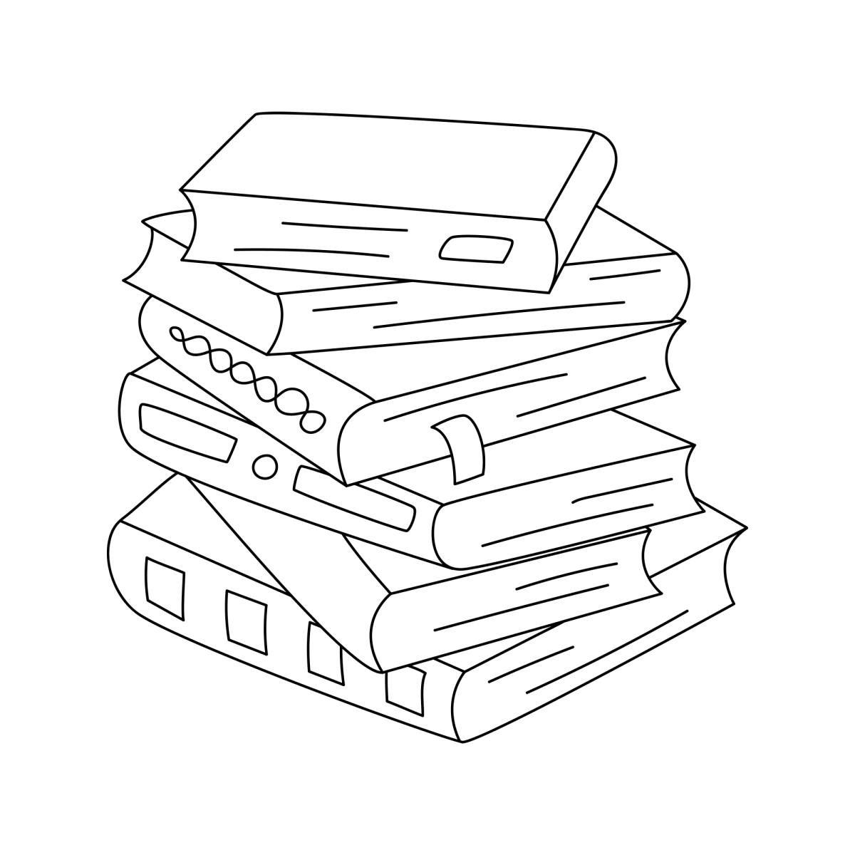 Pilha de livros empilhados para colorir