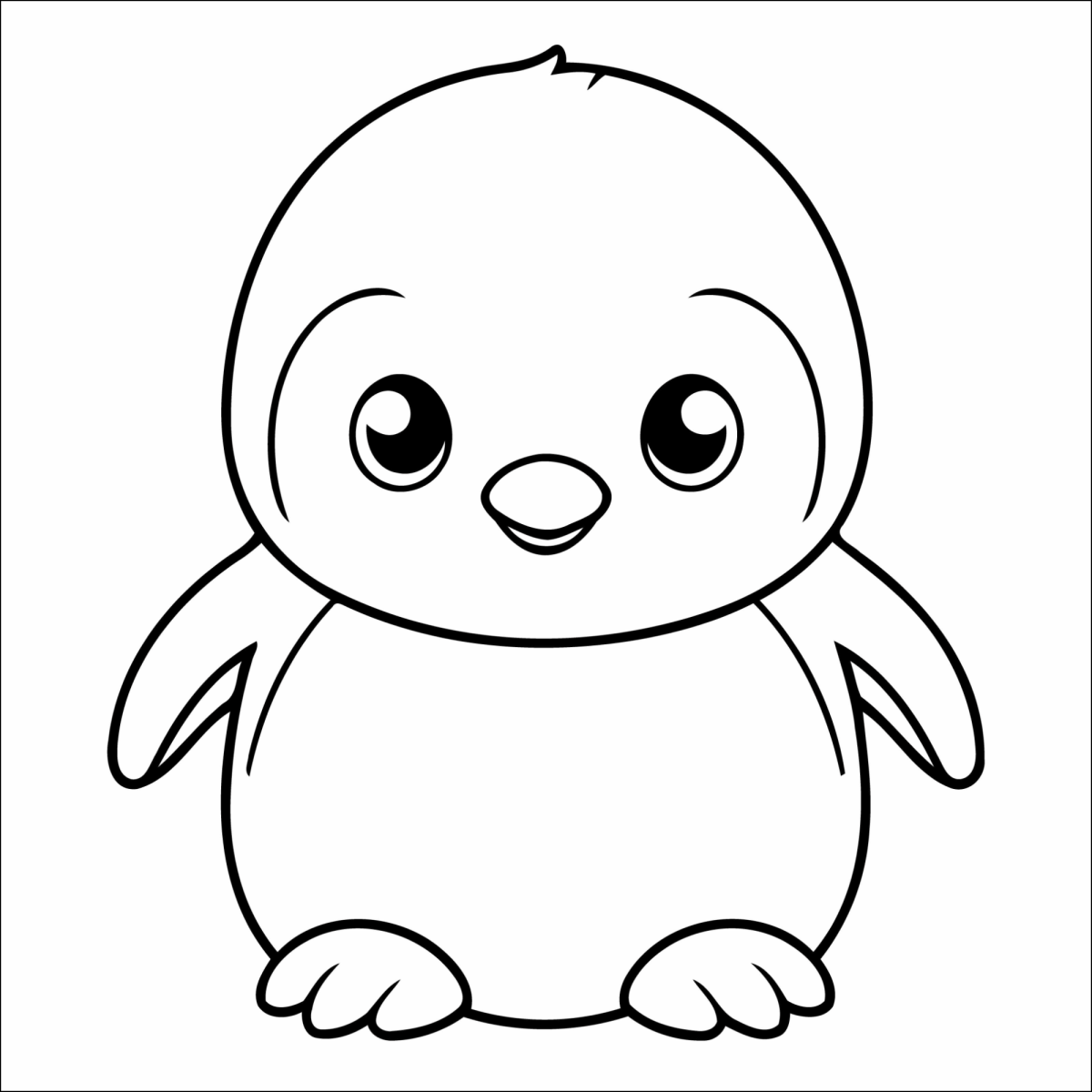 Pinguim bebê de olhos grandes para colorir