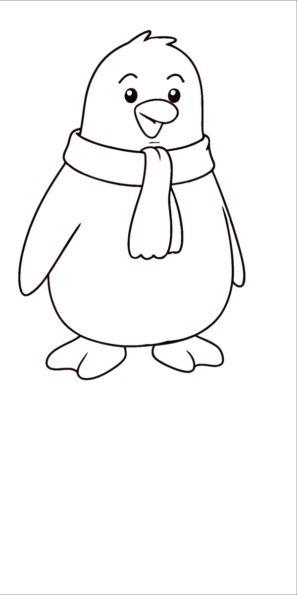 Pinguim de cachecol vermelho para colorir