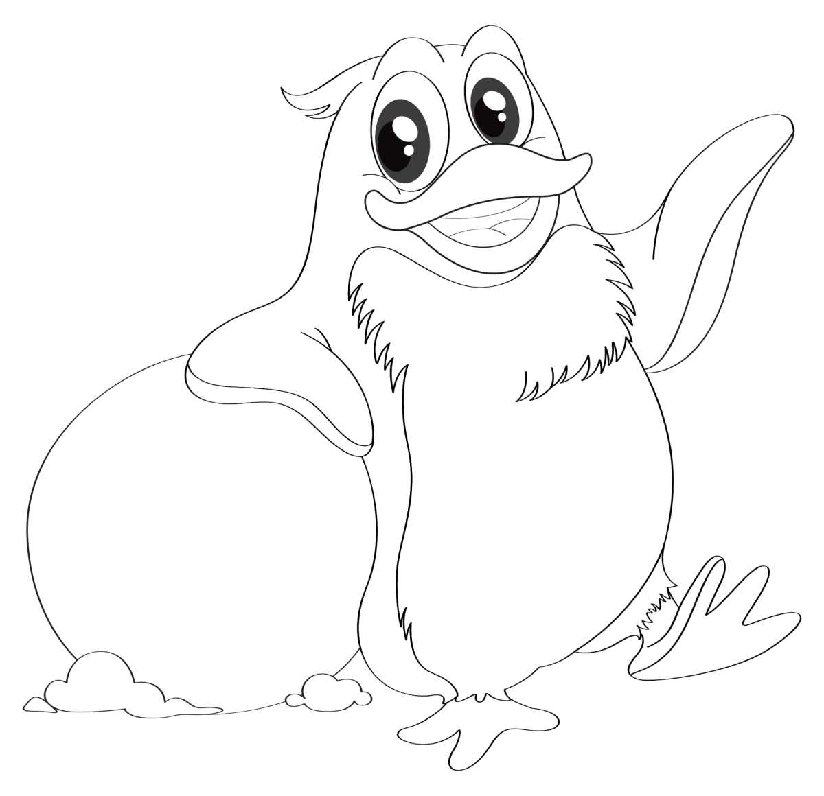 Pinguim sorridente em pé no gelo para colorir