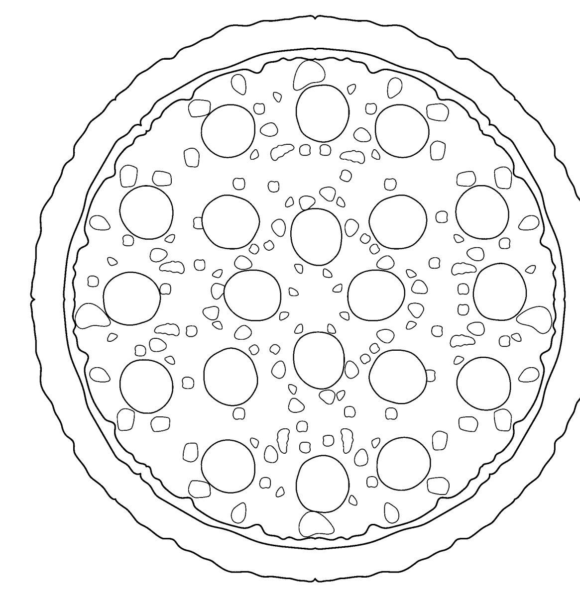 Pizza de pepperoni inteira para colorir