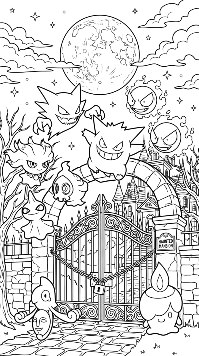 Pokémon no jardim ao luar para colorir