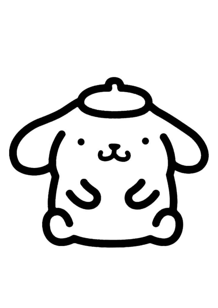 Pompompurin sentado sorrindo para colorir